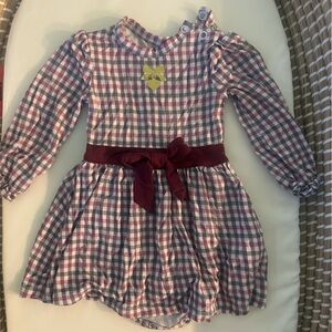 American Girl Posh Peanut Baby Girl Samantha Long-Sleeve Dress with Burgundy Bow